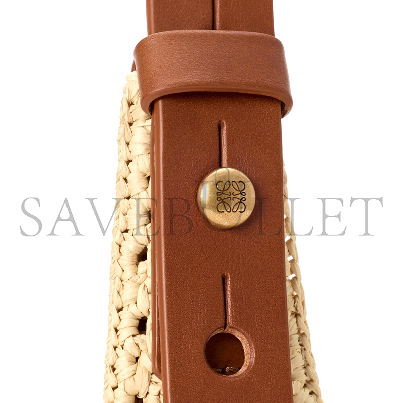 LOEWE SMALL PUNCH HOLE HOBO IN RAFFIA AND CALFSKIN A914W86X01 (34*24*22cm)